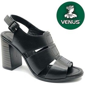 Resim Venüs Merga Hakiki Deri Comfort Ortopedik Kadın Sandalet Siyah 