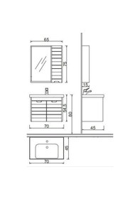 Resim Denko Mostar 70 Cm Mdf Beyaz Banyo Dolabı Takımı Beyaz 