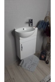 Resim TURKUAZ Banyo ve Tuvalet Mini Köşe Lavabo 28*45 Cm (banyo Dolabı Dahil) 