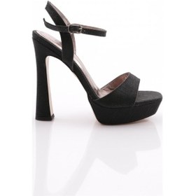 Resim Dgn 2011 Kadın Tek Şeritli Topuklu Abiye Ayakkabi Siyah Çizgili 