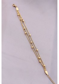 Resim 316l Kararmaz Çelik Gold Renk Top Zincirli Kadın Bileklik - Tj-bb4171 Çok Renkli 