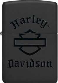 Resim Zippo Harley Davidson Black Logo Dizayn Çakmak Siyah 