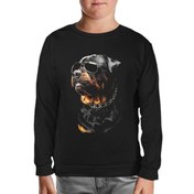 Resim Rottweiler - Cool Siyah Çocuk Sweatshirt 