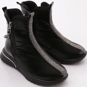 Resim Dgn 600 Kadin Fermuarli Taş Şeritli Bot 600-2494-R146110 Siyah - Taş 