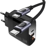 Resim Judas C7 (Type-C)+Micro Usb Girişli Şarj Adaptörü-36W + C7 Type-C To Type-C 5A/100W Şarj Kablosu -2mt 