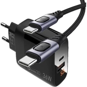 Resim Judas C7 (Type-C)+Micro Usb Girişli Şarj Adaptörü-36W + C7 Type-C To Type-C 5A/100W Şarj Kablosu -2mt 