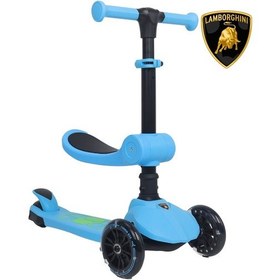 Resim Lisanslı L5 2in1 Katlanabilir Oturaklı Işıklı 3 Tekerlekli Çocuk Scooter Mavi 