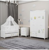 Resim Elegant Yıldız 4 Bebek Odası Takımı Yatak Uykuseti - Ayıcık Beyaz 