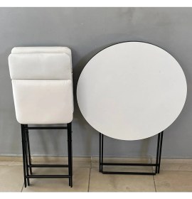 Resim Tubix Yuvarlak Beyaz Masa Sandalye Takımı 