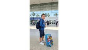 Resim Nishev.com Evini Sev Mavi Çocuk Valizi - Çekçekli ve Tekerlekli Bavul 