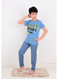 Resim Vitmo erkek çocuk kısa kollu pijama takımı fast model mavi 