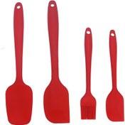 Resim Yaozixa Kırmızı 4'lü Silikon Fırça Seti - Pastry Spatula, Karıştırıcı, Ve Hamur Kaşığı - Pasta Ve Gıda Hazırlama Aletleri Kutulu Çok Renkli 