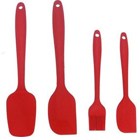 Resim Yaozixa Kırmızı 4'lü Silikon Fırça Seti - Pastry Spatula, Karıştırıcı, Ve Hamur Kaşığı - Pasta Ve Gıda Hazırlama Aletleri Kutulu Çok Renkli 