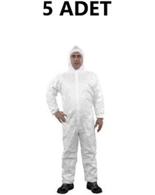 Resim Tek Kullanımlık Koruyucu Tulum 5 Adet Apex 342 Tip 5/6 45 Gr Lamineli Beden Large 