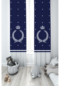 Resim Mekta Home Bebek Ve Çocuk Odası Çelenk Taç Desenli 2 Kanat Fon Perde 