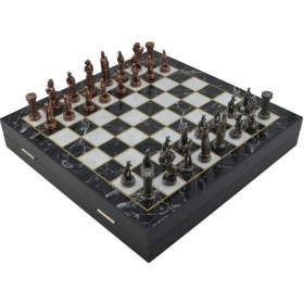 Resim Gifthome Orta Boy Metal İngiliz Satranç Takımı Antik Ve Mermer Desenli Sandıklı Mdf Tahtası 36x36x6 Cm. Outlet 