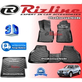 Resim Bmw X3 3D Paspas + 3D Bagaj Havuzu Siyah 2011 Sonrası Rizline 