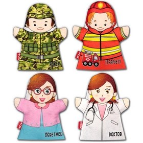 Resim 4 Parça Tox Meslekler El Kukla Set , Eğitici Oyuncak 