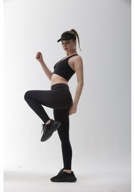 Resim Playsportswear Polyester Siyah Normal Bel Fitted Basic Sporcu Tayt Takımı SiYAH 