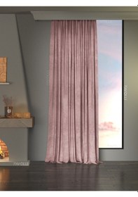 Resim Kadife Dokulu Açık Pembe Ada Fon Perde Ekstrafor Büzgülü Dream Series Açık Pembe 