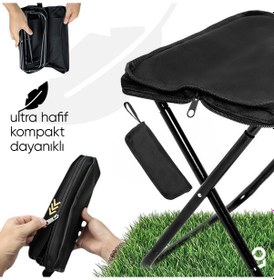Resim Ultra Hafif El Çantası Boyutunda Katlanır Kamp Sandalyesi Portatif Taşınabilir Piknik Sandalyesi Siyah 