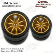 Resim 1/64 Ölçekli Statik Model Araba Çıkarılabilir Lastik Kapakları - WAVEIST 10 Kollu Seri: 1 Büyük ve 1 Küçük Set İçerir, Küçük Araç Modelinizi Özelleştirmek İçin Mükemmel. ABS Malzeme, Pürüzsüz Dönüş, Oyun ve Koleksiyon İçin Uygundur. Yaş Uygun: 14+ Yaş. 