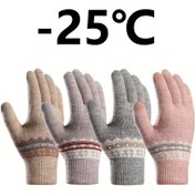 Resim Kadınlar için Kışlık Sıcak Dokunmatik Ekran Eldivenleri, Esnek Akrilik Tam Parmaklı Kadın Bayan Kış Eldivenleri 