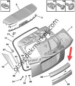 Resim Peugeot 2008 (2020-2023) Arka Bagaj Kapak Plaka Bakalit Çıtası (Orijinal) 