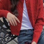 Resim Kadınlar için Kırmızı Örgü Kardigan - Kısa Kollu Yuvarlak Yaka Düğmeli Ön, Orta Esneklikte Makinede Yıkanabilir İlkbahar/Sonbahar Katmanlama Temeli, Petite Kadınlar İçin, Sweater Kardigan, Şık Örme Giysi, Dayanıklı Kumaş 