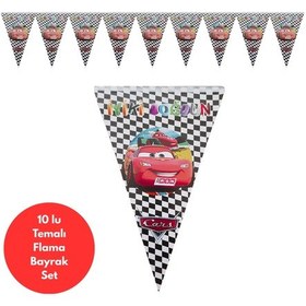 Resim İyiki Doğdun Cars Temalı Flama Bayrak Set Süs Tüm Yaşlar 