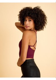 Resim İp Askılı Spor Bra - Sporcu Sütyeni Mürdüm 