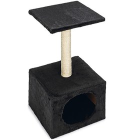 Resim Karlıe Ametist Katlı Kedi Evi Ve Tırmalama Tahtası Siyah 30x30x55 