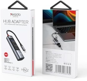 Resim YESIDO 5in1 3 Adet Usb 3.0/1 Adet 100W Type-C ve 1 Adet 4K 30Hz HDMI Çıkışlı Hub Dönüştürücü 