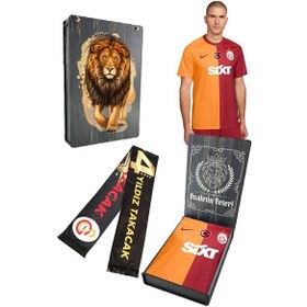 Resim Galatasaray 23-24 Parçalı 5 Yıldızlı Forma + Şal Kaşkol Set Özel Ahşap Kutulu Sarı - Kırmızı 