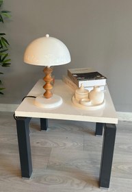 Resim Bamyum Beyaz Mantar Masa Lambası Q Ahşap Dekoratif Abajur Çocuk Odası Başucu Lambası Okuma Lambası 