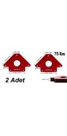 Resim Dünya Magnet 2 Adet Manyetik Açılı Kaynak Tutucu Mıknatıs 75 Lbs Manyetik Gönye 