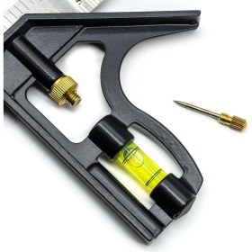 Resim Badem10 Dw Ayarlanabilir Su Terazili Gönye 30CM 45-90° Marangoz Açı Ölçer 