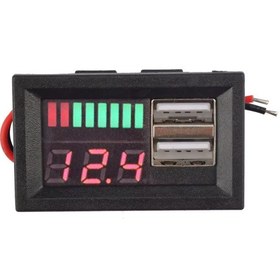 Resim 12V Dijital Kırmızı Voltmetre USB 5V 2A Araç Şarj Paneli 