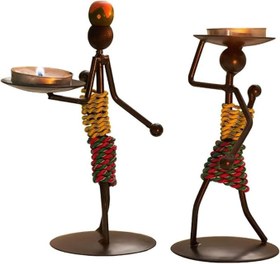 Resim DS HEDİYELİK TOPTAN Afrikalı Kadın Tasarımlı Tealight Metal Mumluk Dekoratif Şık Hediyelik 