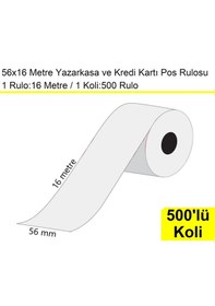Resim 56x16 Metre Termal Kredi Kartı Ve Yazarkasa Pos Rulosu 500'lü Koli 