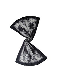 Resim Mim Eşarp Ebruli Cotton Vual Çiçek Desenli Şal 75x190 Cm Siyah - Beyaz 