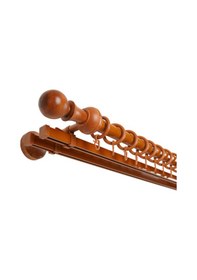 Resim Meyra Demonte Başlıklı Ahşap Rustik Perde Askısı - Çift Raylı -meşe 125 Cm Meşe 