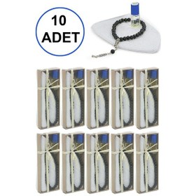 Resim 10 Adet Esanslı Tesbihli Namaz Takkesi Erkek Hac Umre Mevlüt Hediyelik Set 