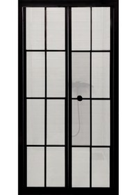 Resim Durul Duşakabin Ön Cephe Katlanır Akordiyon Komple Buzlu Folyo Siyah Çizgi Yükseklik 190cm Şeffaf 