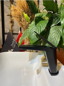 Resim İsaoğlu Yapı Siyah Lavabo Bataryası Mat Siyah Lavabo Musluğu Velar Tasarım Armatür Siyah 