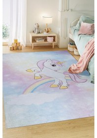 Resim Bianca Vl Eco Dijital Baskı Makinada Yıkanabilir Kaymaz Taban Dekoratif Çocuk Odası Halısı 2661 Mavi 