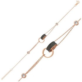 Resim Gümüş Rose İç İçe Geçmiş Halka Bileklik 