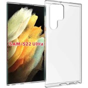 Resim Samsung Galaxy S22 Ultra Kılıf Süper Silikon Renksiz Korumalı + Full Ekran Koruyucu Gpack