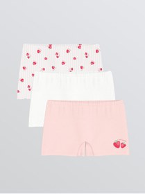 Resim LC Waikiki Pembe Çilek Baskılı Kız Çocuk Boxer 3'lü 