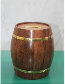 Resim Pirinç Ahşap Fıçı Kumbara 